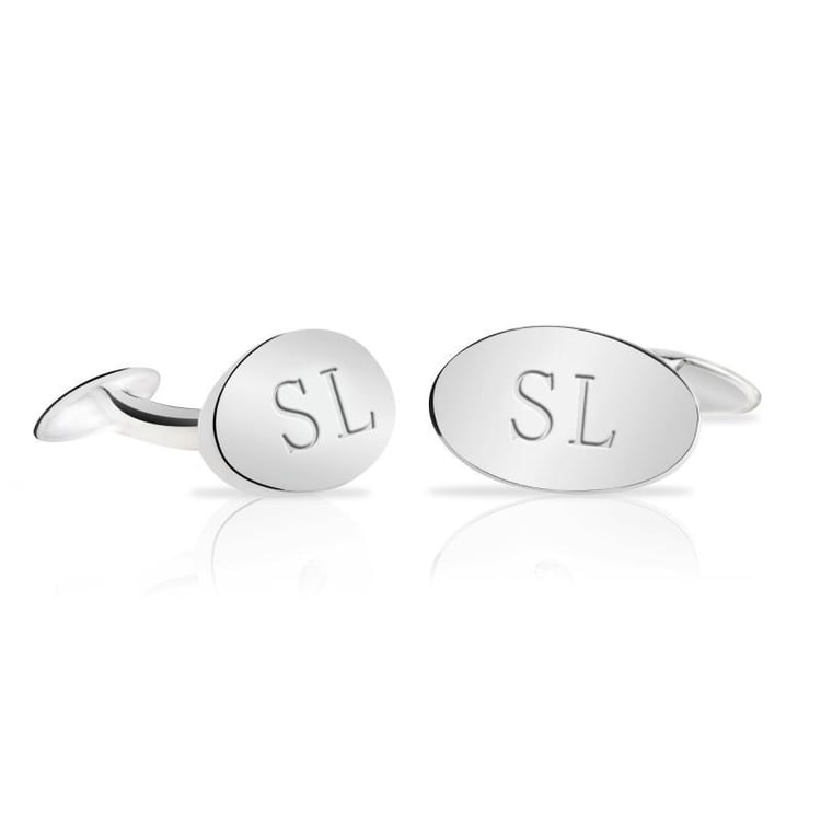 Ovale Manschettenknöpfe aus Platin mit Initialen Vitorio 10970