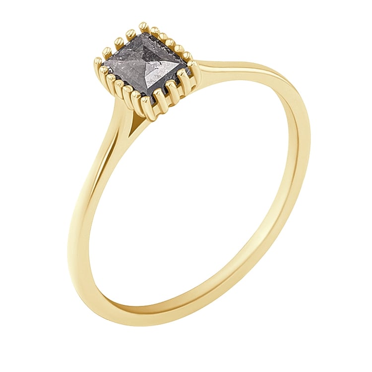 Goldring mit Salt and Pepper Diamant in Princess Form Samiya 132842