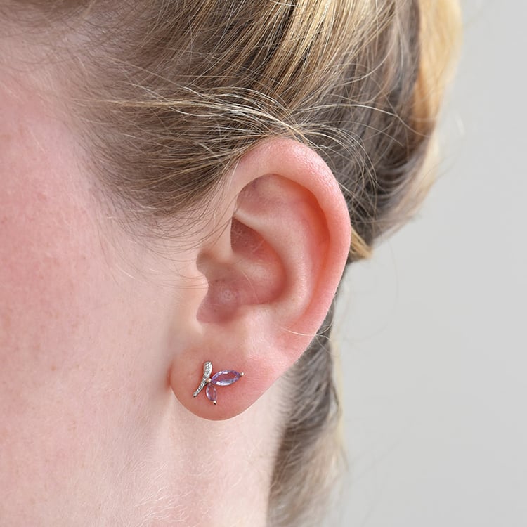 Zarte Ohrringe mit Amethysten und Diamanten Patrik 87429