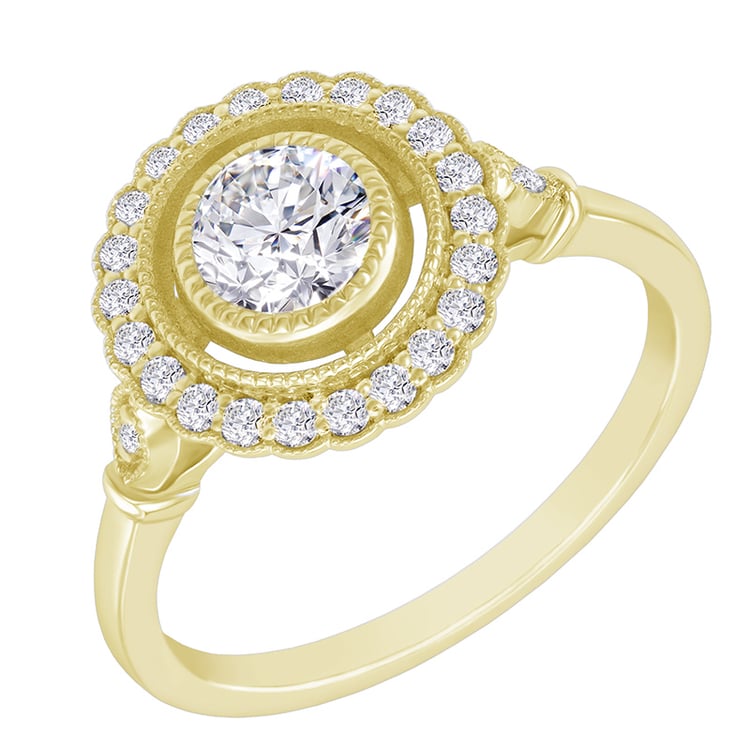 Halo Goldring mit Moissanit und Diamanten Odelle 47954