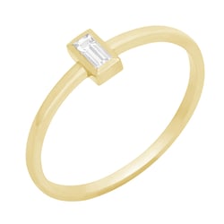 Minimalistischer Goldring mit Baguette Saphir Avice