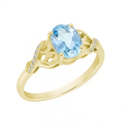 Goldener Aquamarinring mit Diamanten Alanyse
