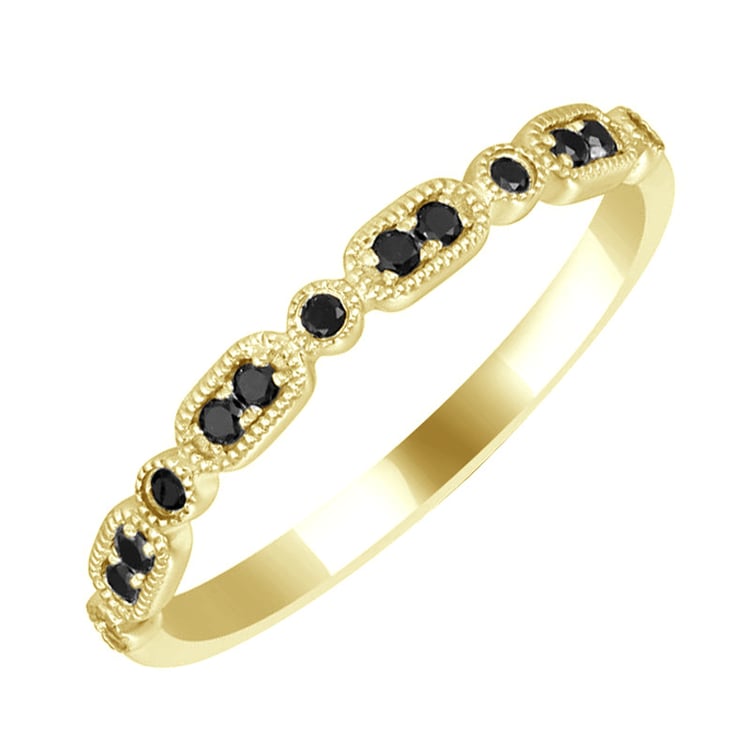 Ring aus Gold mit schwarzen Diamanten halbbesetzt Liam 69698