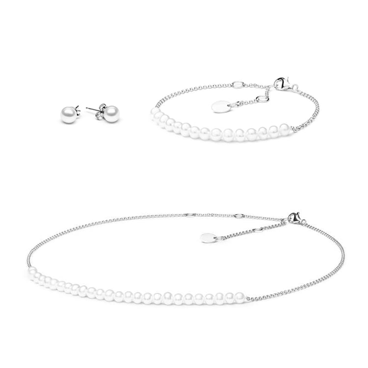 Silbernes Schmuckset mit Perlen Payton