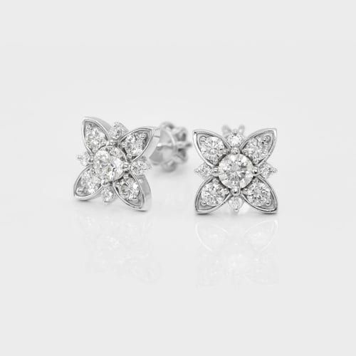 Ohrstecker mit Diamant-Blumen aus Gold Kassie
