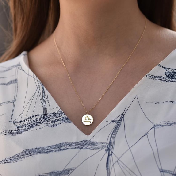 Silber anhänger mit Sternzeichen und Trumalin Waage 103453