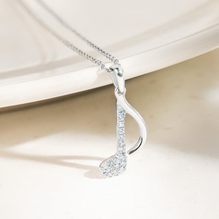 Anhänger aus Gold mit Lab Grown Diamanten in Form einer Note 164917