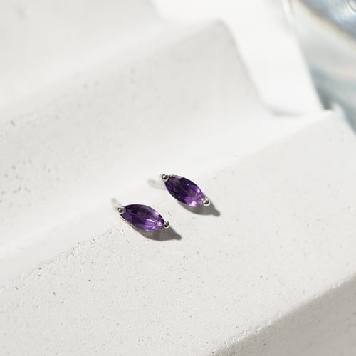 Minimalistische silberne Ohrringe mit Amethysten Andine