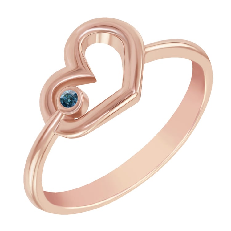 Goldener Herzring mit blauem Diamanten Balante 40362