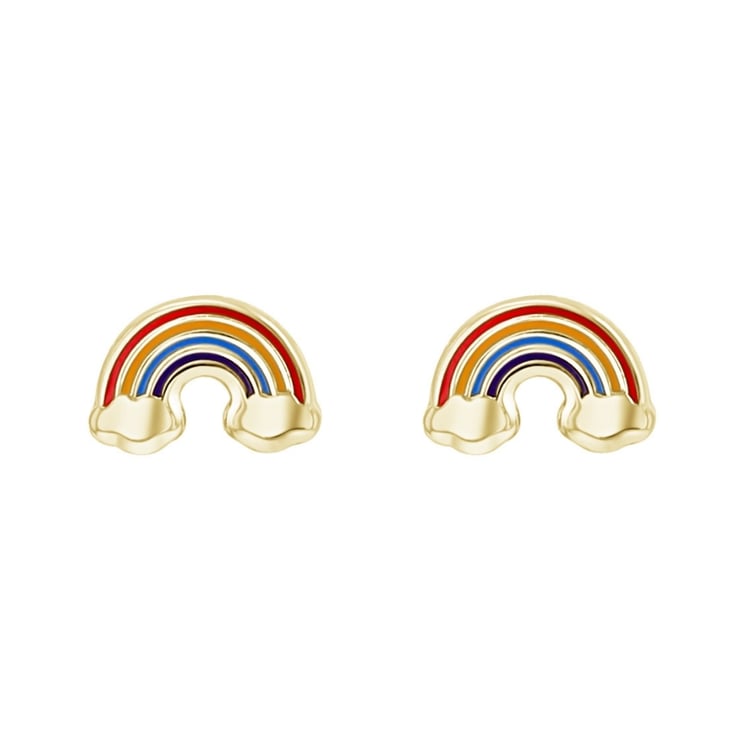 Goldene Kinder-Ohrringe in Regenbogenform Marigold