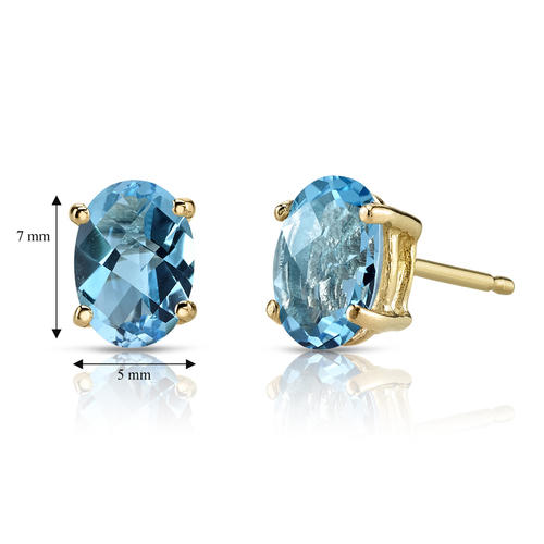 Goldene Ohrringe mit ovalen Topasen Qati 18187