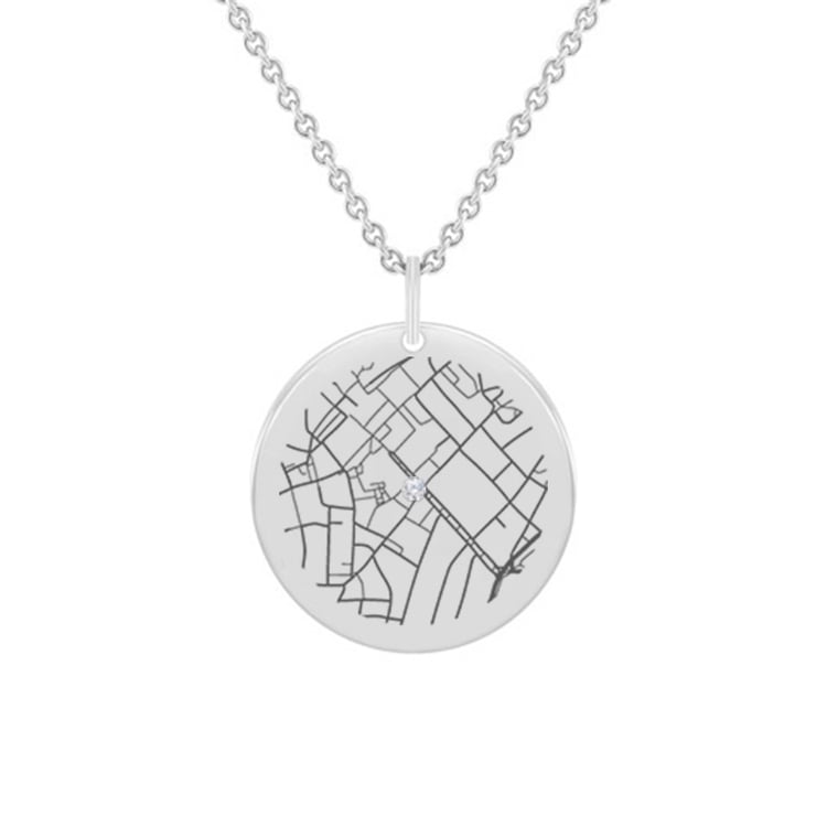 Silberner Anhänger mit Landkarte Ihrer Wahl Abhay