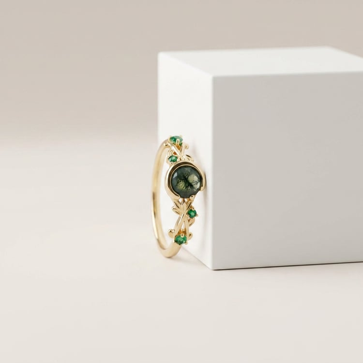 Bezaubernder Ring mit Moosachat Nikoleta 170484