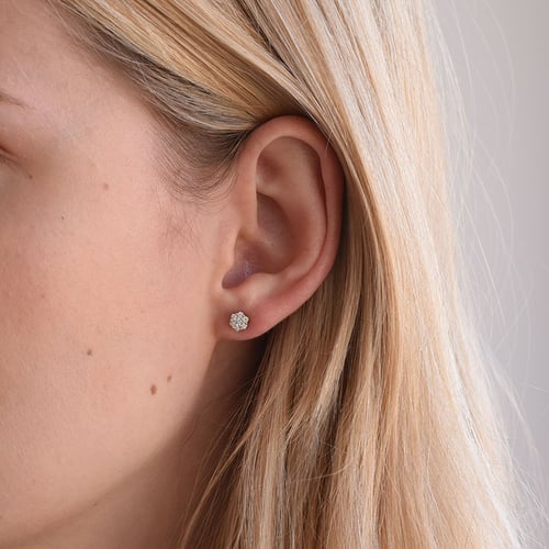 Silberne Ohrringe mit Lab Grown Diamanten Flowu