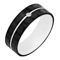 Flacher Carbon Trauring aus Silber mit Zirkonia Semaiah
