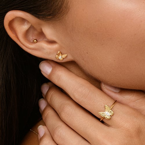 Ohrringe aus Gold in Form eines Schmetterlings mit Lab Grown Diamanten Anna
