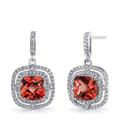 Padparadscha Saphir in silbernen Ohrringen mit Zirkonia Sanna