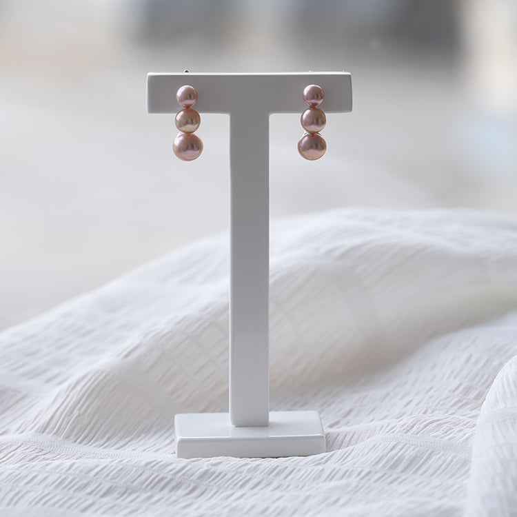 Silberne Hängeohrringe mit lavendelfarbenen Perlen Arielle 65659