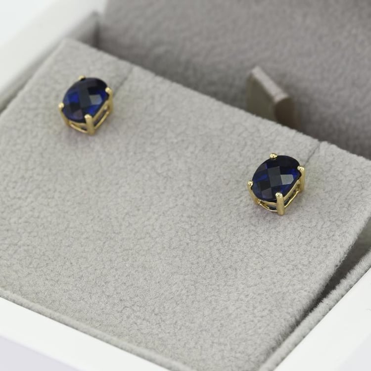 Goldene Ohrringe mit ovalen Saphiren Qati 48577