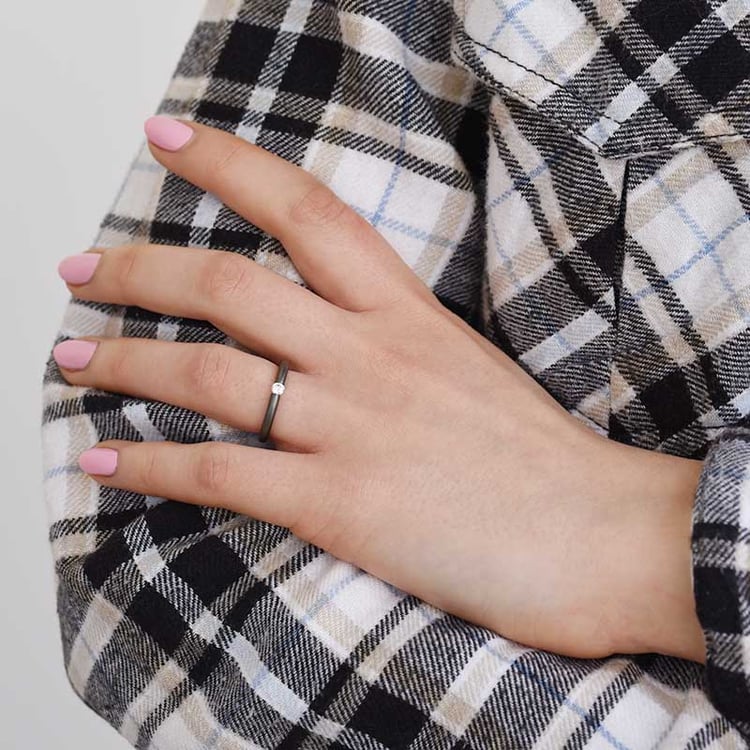 Goldring mit Rhodium und Diamant Tansie 92521