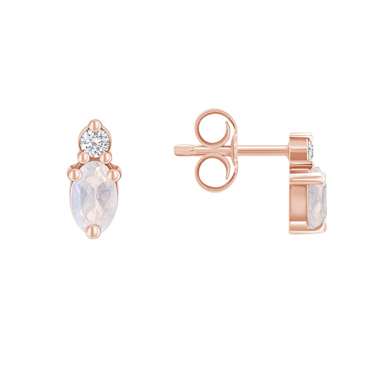 Goldene Cluster-Ohrringe mit Mondsteinen und Diamanten Herve 89693