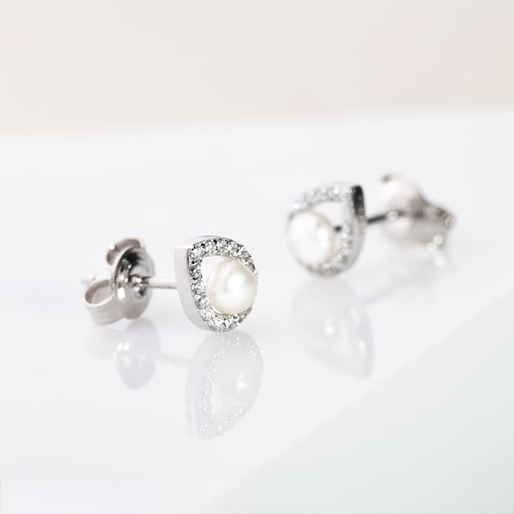 Perlenohrringe in Tropfenform mit Zirkonia Culbe 147606