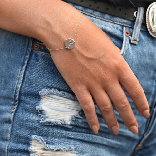 Armband aus Gold mit schwarzen Diamanten und Gravur Dian