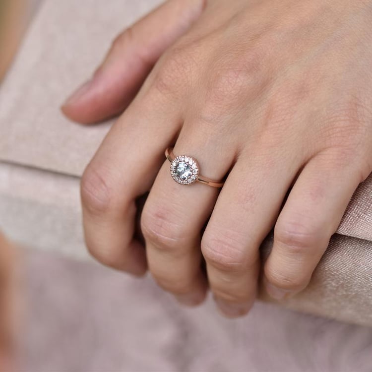 Goldener Verlobungsring mit Aquamarin Tafne 21764