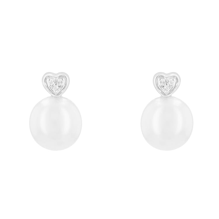 Goldene Perlenohrringe mit Diamanten-Herzen Lesedi