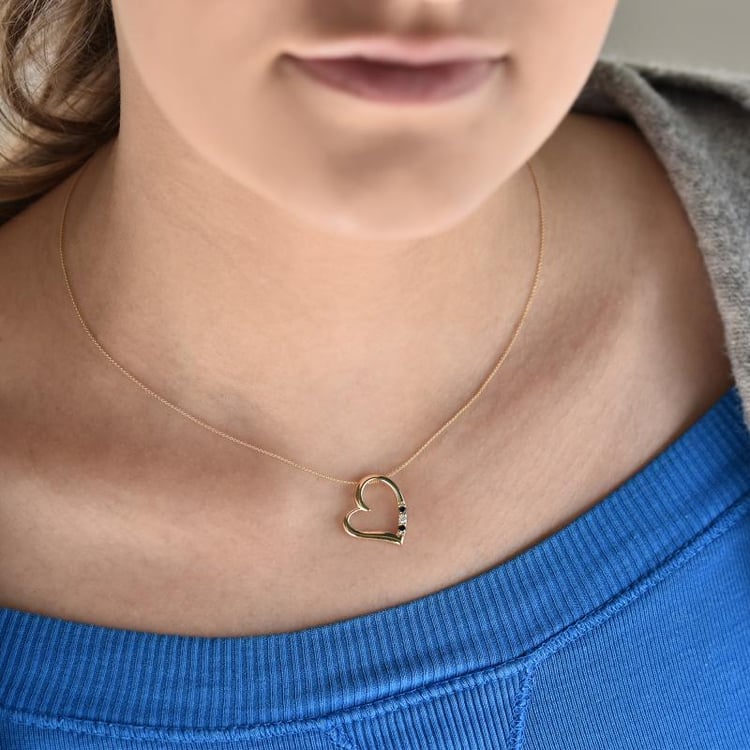 Anhänger in Herzform mit schwarzen und weißen Diamanten Tanish 37464