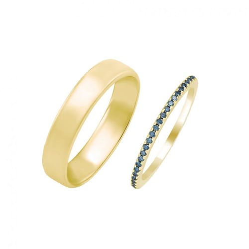 Memoryring mit blauen Diamanten und Herrenring Oana