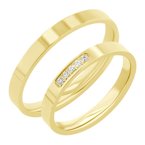 Flache Eheringe aus Gold mit Diamanten Yorik