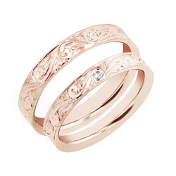 Vintage Eheringe mit Gravur und einem Diamanten Denton