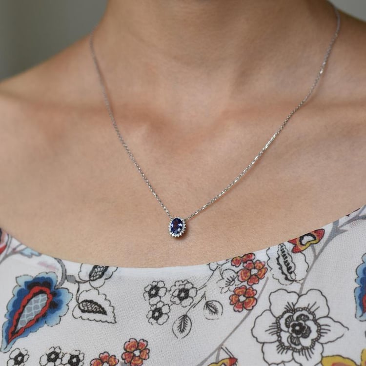Halskette mit Tansanit und Diamanten Laina 22196