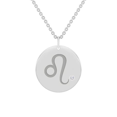 Löwe Sternzeichen und Diamant als Anhänger in Weißgold 59966