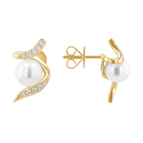 Ohrstecker mit Perle und Diamanten Durga