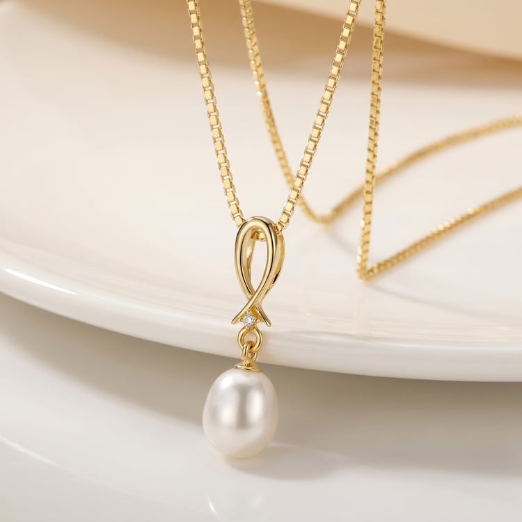 Goldener Anhänger mit Perle und Zirkonia Braylen 167583