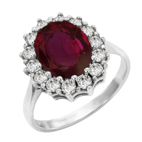 Halo-Ring mit Rubin und Diamanten Chrys