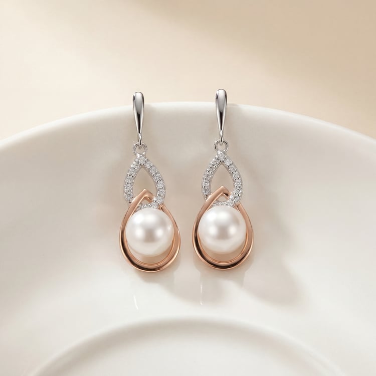 Elegante Perlohrringe aus Silber mit Zirkonia Masine 170249