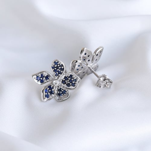 Blumenohrringe mit Saphiren und Diamanten Eavan