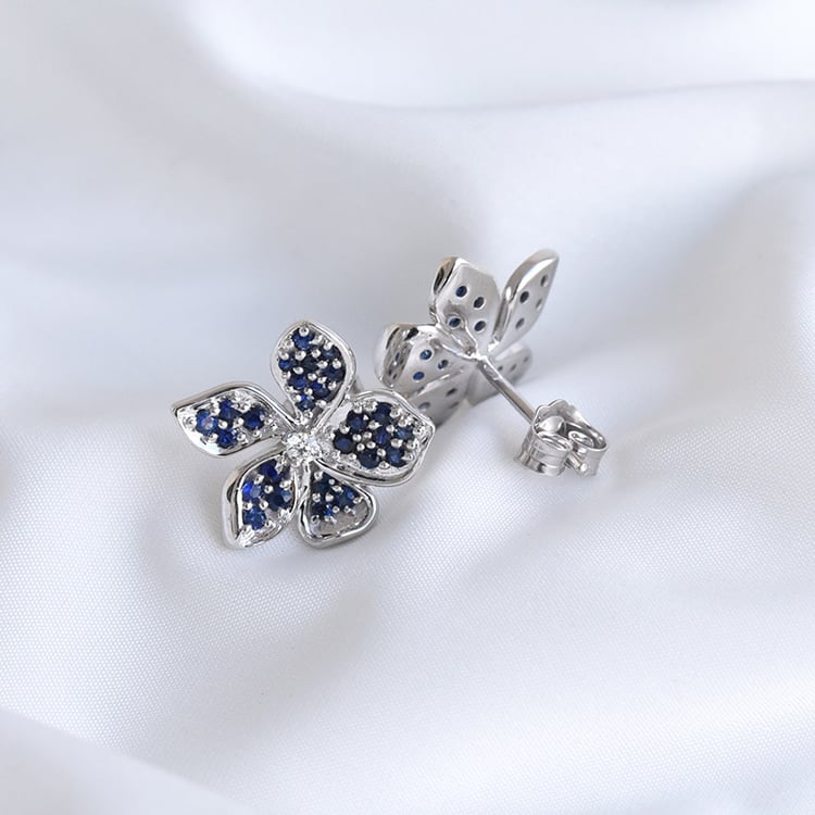 Blumenohrringe mit Saphiren und Diamanten Eavan 84989