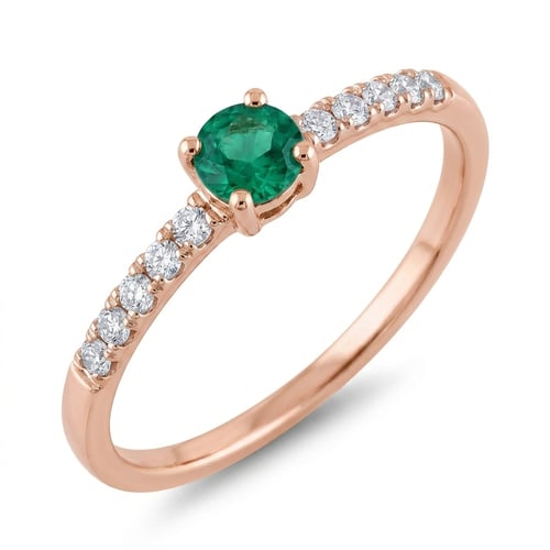 Silberring mit Smaragd und seitlichen Lab Grown Diamanten Nikey