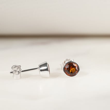 Silberne Ohrstecker mit Citrinen in Bezelfassung Wetty