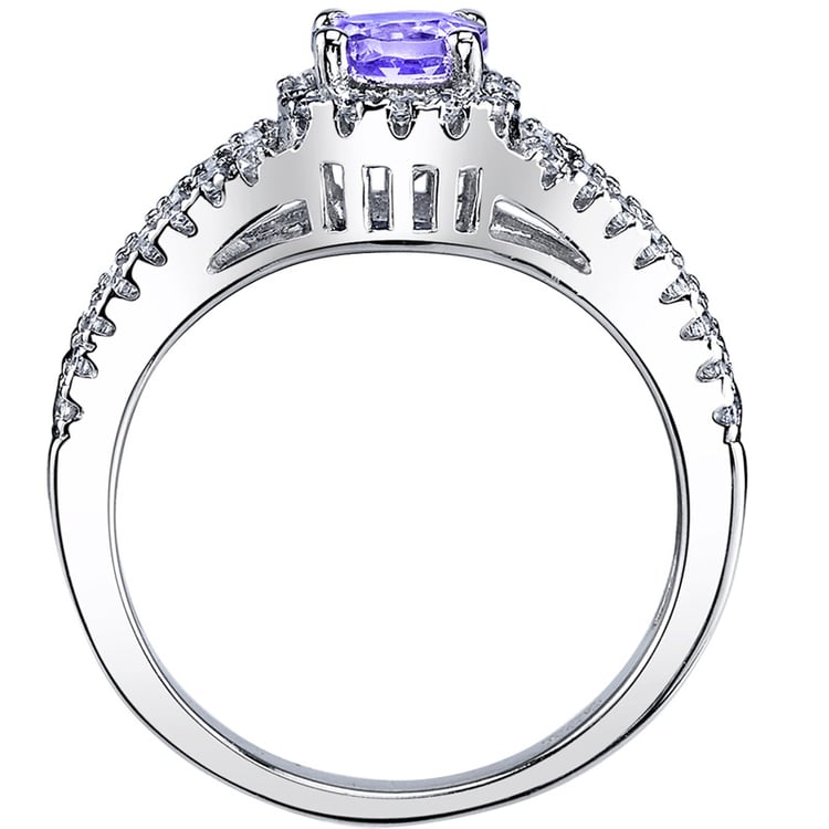 Silberner Ring mit Tansanit und Zirkonia Irdai 19097