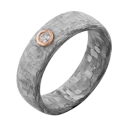 Leicht abgerundete Carbon Eheringe mit Diamant Cortes