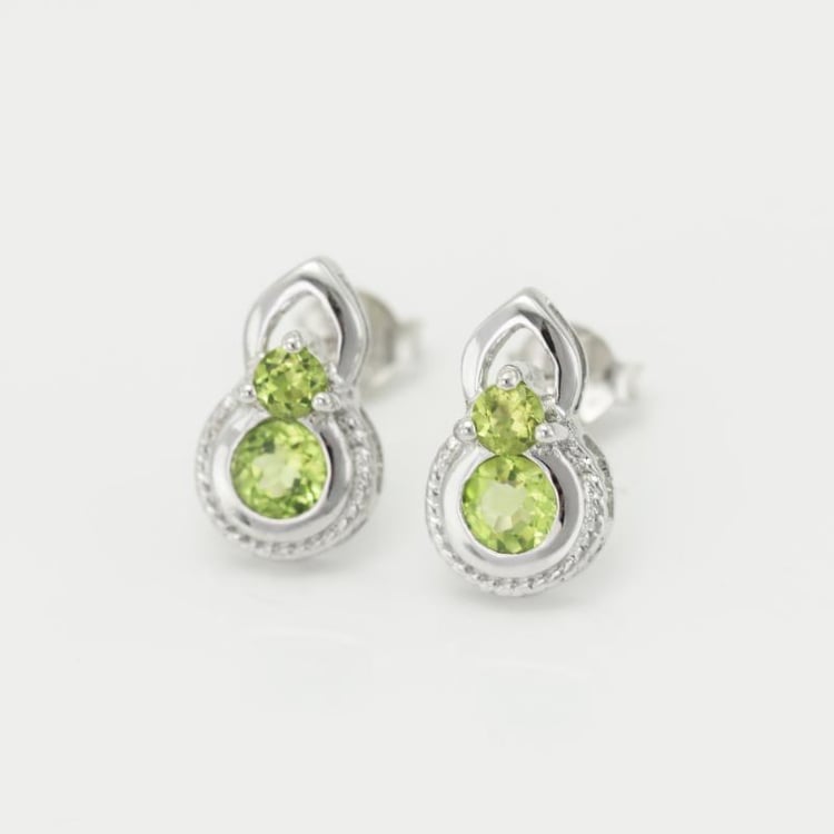 Silberne Ohrringe mit Olivinen Andie 15903