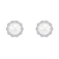 Goldene Halo-Ohrringe mit Perlen und Diamanten Desten