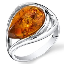 Silberner Ring mit Bernstein Wasily