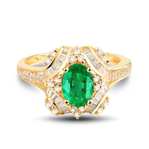 Goldring mit ovalen Smaragden und Diamanten Zane