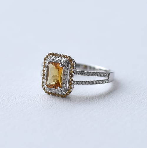 Wunderschöner Goldring mit Citrin voll von Diamanten Dixie